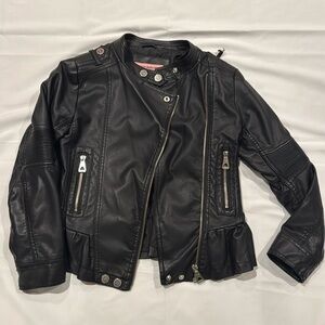 Kids Black Vegan Leather Jacket